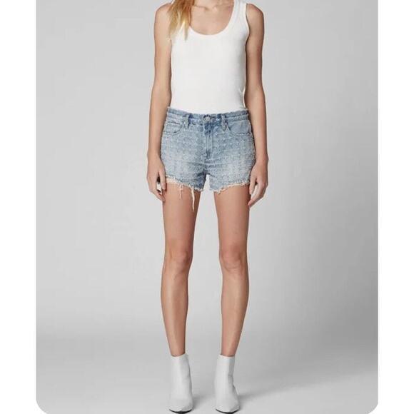 BLANKNYC The Barrow Womens High-Rise Distressed Denim Shorts Sz 24 Frayed Edge - Picture 2 of 11